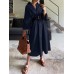 Solid Loose Belt Button Long Sleeve Lapel Shirt Dress