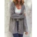 Vintage Solid Color V  neck Button Cardigans For Women