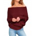 Women Off Shoulder Knit Sweaters Jumper Loose Pullover Tops