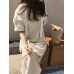 Solid Slit Half Sleeve Belt Lapel Button Down Shirt Dress