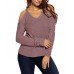 Women V Neck Pullover Cold Shoulder Long Sleeve Sweaters For Women