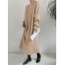 Solid Color Long Sleeve V  neck Shirt Dress With Belt