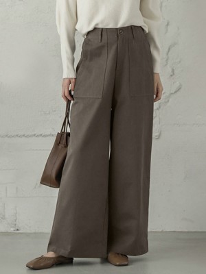 Women Casual Basic Solid Color Loose Wide Leg Pants With Pocket