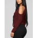 Women Solid Color Strapless V  neck Long Sleeves T  shirts