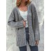 Vintage Solid Color V  neck Button Cardigans For Women