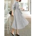 Check Print Belt Lapel Long Sleeve Button Down Shirt Dress