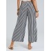 Striped Print Elastic Waist Wide Leg Lounge Pants For Women