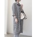 Check Print Lapel Long Sleeve Button Down Shirt Dress